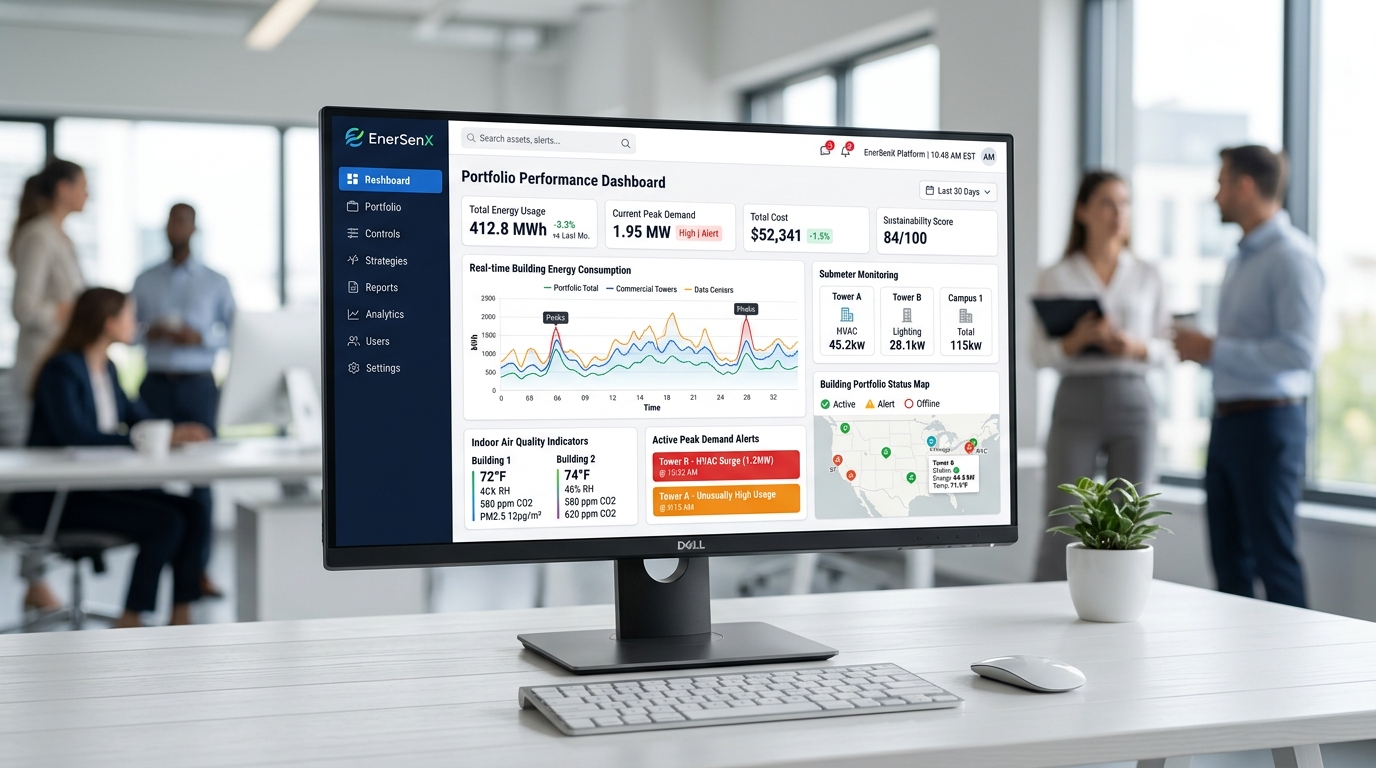EnerSenX Energy Management Platform Dashboard Mockup